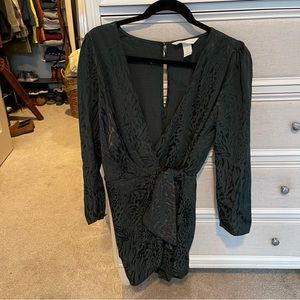 Dark Green Tie Wrap Romper